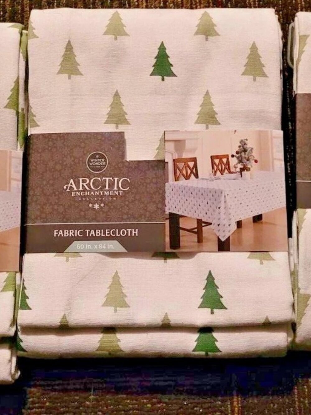 new WINTER WONDER LANE Christmas TREES FABRIC TABLECLOTH choice 60x84 52x70 60